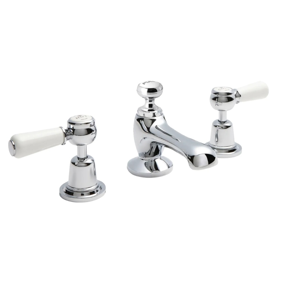 BC Designs Victrion Copper Lever 3 Tap Hole Basin Mixer & Waste Cut Out